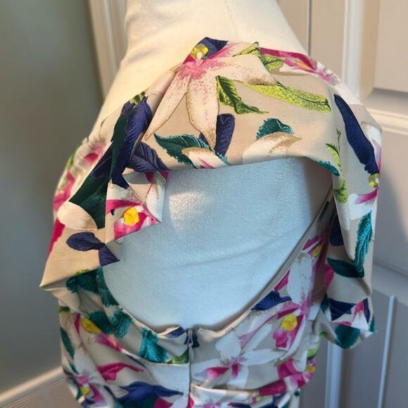 Express 12 Tropical Floral One Shoulder Ruched Dress - Picture 3 of 11